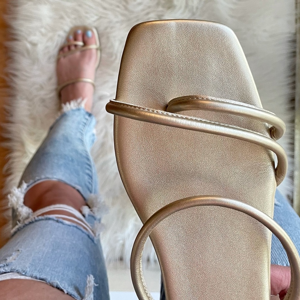 Athena Champagne Square Toe Sandals